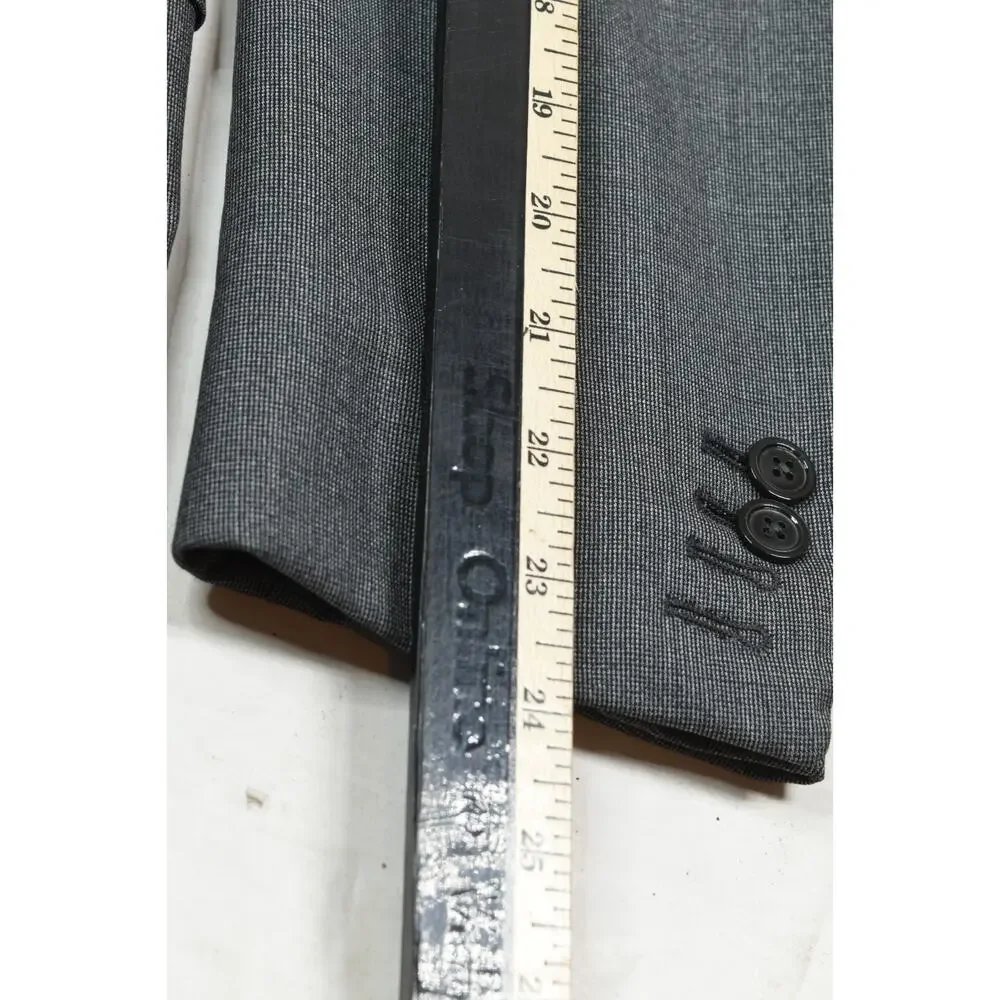 Massimo Dutti Sportcoat Blazer Mens 38 Gray Two-Button Slim Fit Super 150s Wool